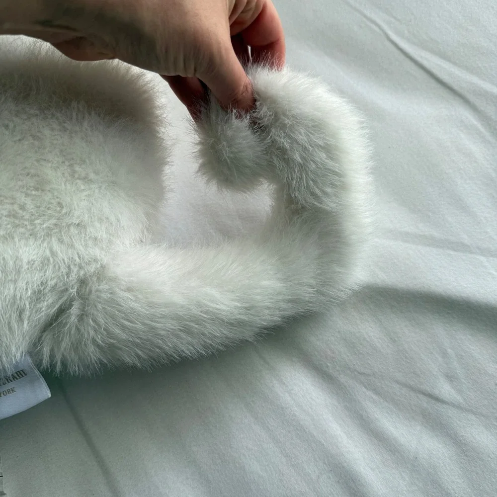Isaac Mizrahi New York White Faux Fur Christmas Cat Decorative Pillow Holiday